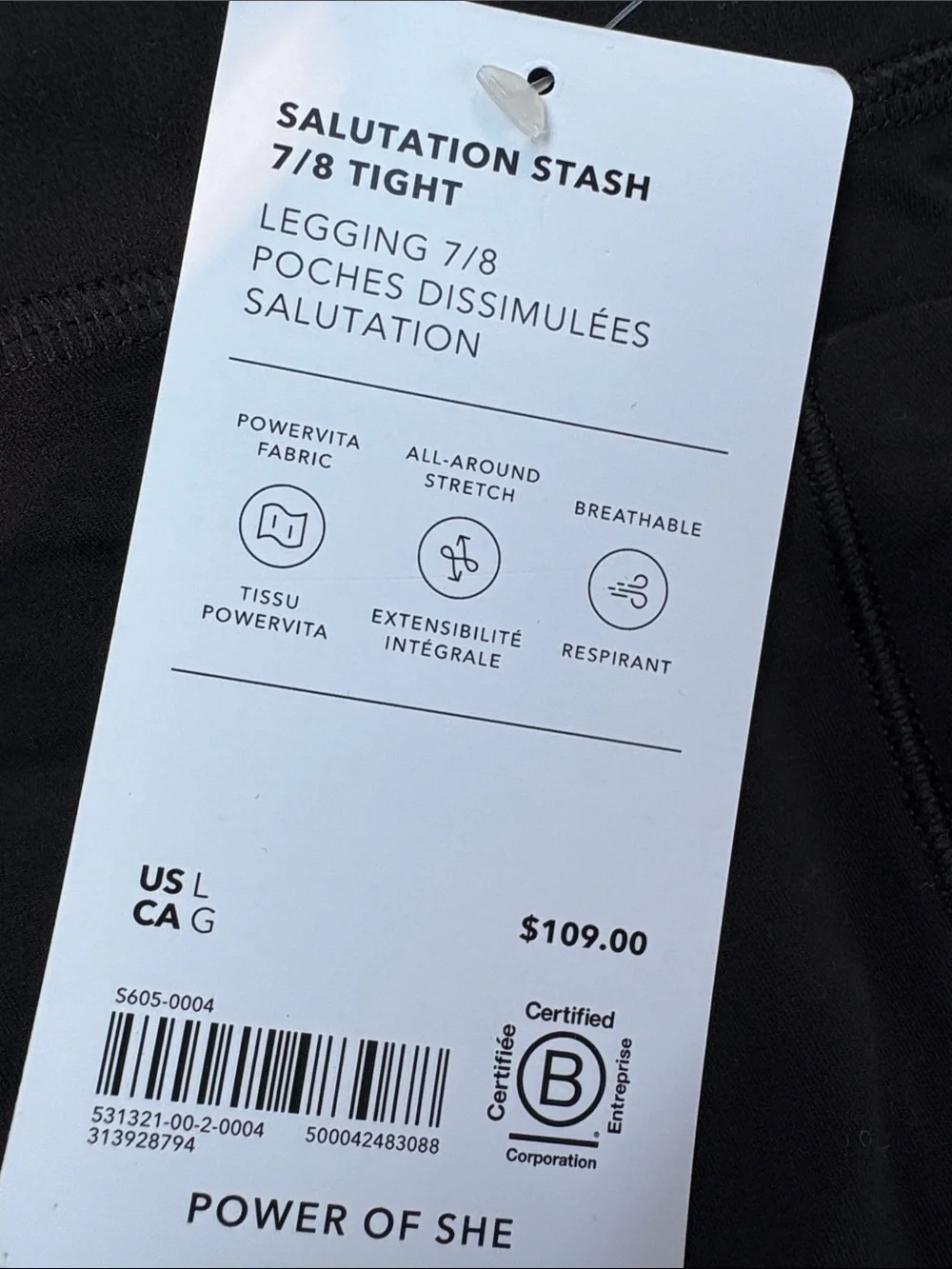 NWT Salutation Stash 7/8 Tight Size Large